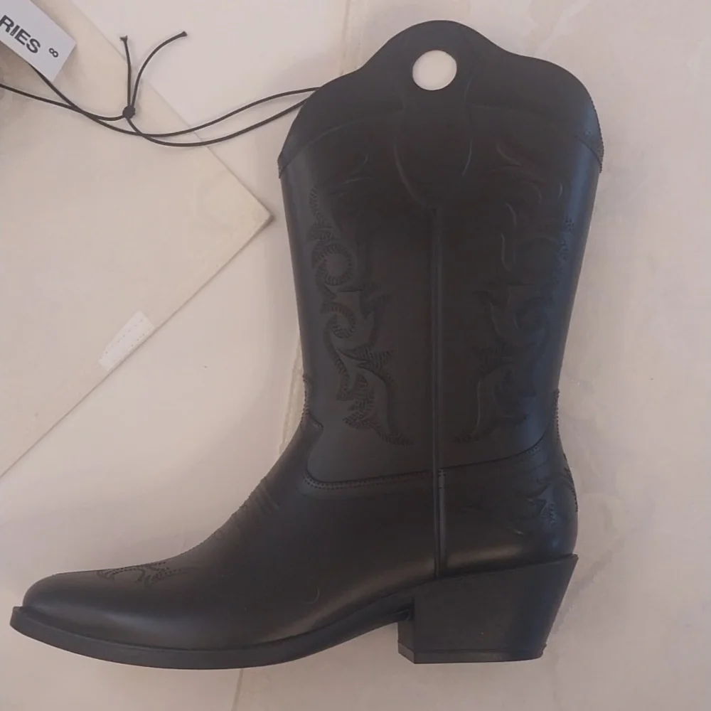 Rubber Cowboy Boots NWT Women's Size 8 Black Pull-on Rain Boots Water‎ Resistant